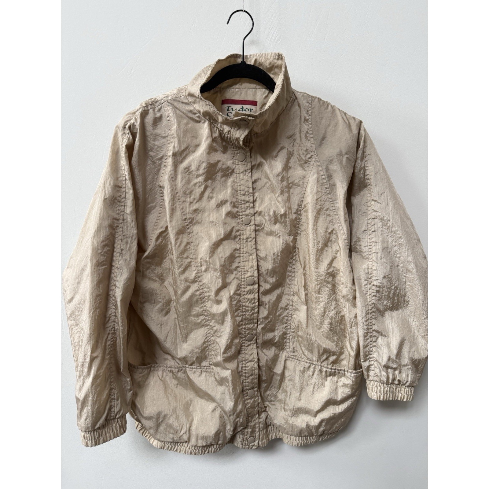 Tudor Court By Haband Womens Windbreaker Jacket Gold Size L Vintage 80s